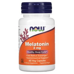 Now Foods, мелатонин, 3 мг, 60 растительных капсул (NOW-03255), фото