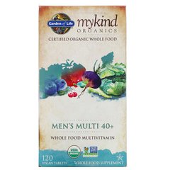Garden of Life, MyKind Organics, мультивітаміни із цілісних продуктів для чоловіків від 40 років, 120 веганських пігулок (GOL-11769), фото