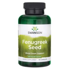 Пажитник, насіння, Fenugreek Seed, Swanson, 610 мг, 90 капсул (SWV-11335), фото