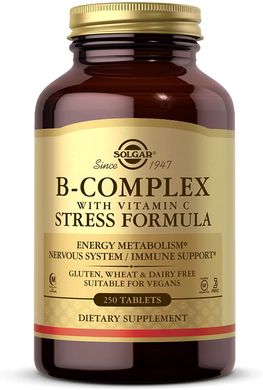 Solgar, комплекс витаминов B с витамином C, формула для борьбы со стрессом, 250 таблеток (SOL-00201), фото