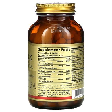 Solgar, комплекс витаминов B с витамином C, формула для борьбы со стрессом, 250 таблеток (SOL-00201), фото