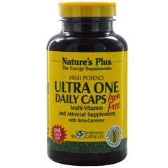 Nature's Plus, Ежедневные мультивитамины без железа, Ultra One, 90 гелевых капсул (NAP-30091), фото