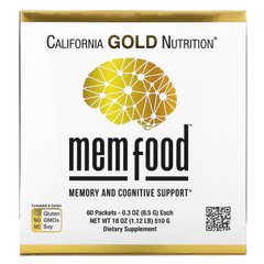 California Gold Nutrition, MEM Food, для підтримки пам'яті та когнітивних функцій, 60 пакетиків по 8,5 г кожен (CGN-01893), фото