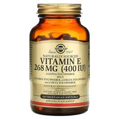 Solgar, Вітамін E, 268 мг (400 МО), 100 м'яких вегетаріанських капсул (SOL-03547), фото