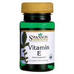 Витамин Е, Vitamin E, Swanson, 200 МО (90 мг), 60 гелевых капсул (SWV-11437), фото