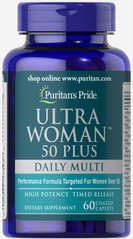 Puritan's Pride, Мультивітаміни для жінок ультра 50+, 60 капсул (PTP-17393), фото