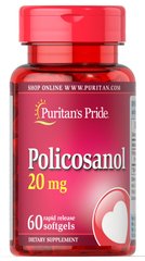 Полікозанолом, Policosanol, Puritan's Pride, 20 мг, 60 капсул (PTP-50094), фото