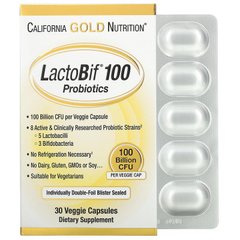 California Gold Nutrition, LactoBif, пробіотики, 100 млрд КУО, 30 рослинних капсул (CGN-01053), фото