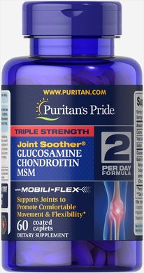 Puritan's Pride, Глюкозамин, хондроитин и МСМ, тройная сила, 60 капсул (PTP-17897), фото