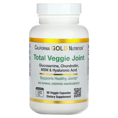 California Gold Nutrition, Total Veggie Joint Support Formula, з глюкозаміном, хондроїтином, МСМ та гіалуроновою кислотою, 90 рослинних капсул (CGN-01156), фото