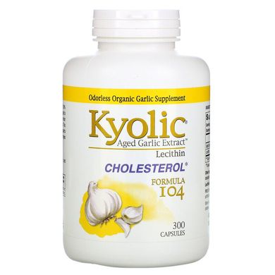Kyolic, Aged Garlic Extract, экстракт чеснока с лецитином, состав 104 для снижения уровня холестерина, 300 капсул (WAK-10443), фото