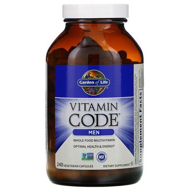 Garden of Life, Vitamin Code, мультивитамины из цельных продуктов для мужчин, 240 вегетарианских капсул (GOL-11419), фото