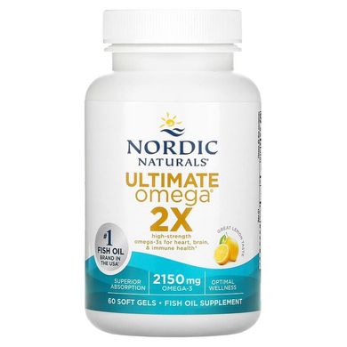 Nordic Naturals, Ultimate Omega 2X, со вкусом лимона, 2150 мг, 60 мягких таблеток (NOR-02150), фото