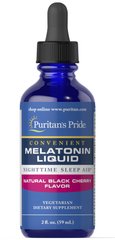 Мелатонін зі смаком вишні, Melatonin, Puritan's Pride, 1 мг, 59 мл (PTP-16835), фото