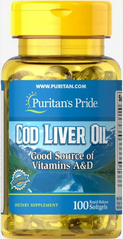 Масло печінки тріски, Cod Liver Oil, Puritan's Pride, 415 мг, 100 гелевих капсул (PTP-11150), фото