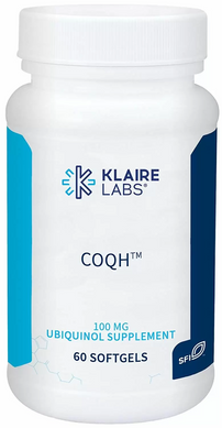 Убіхінол CoQH, Ubiquinol, Klaire Labs, 100 мг, 60 гелевих капсул (KLL-00157), фото