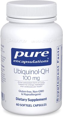 Убихинол-QH, Ubiquinol-QH, Pure Encapsulations, 100 мг, 60 капсул (PE-01109), фото