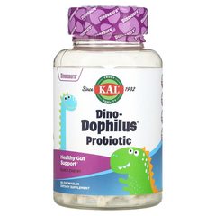 KAL, Dinosaurs, Dino-Dophilus, пробиотики со вкусом черешни, 60 жевательных таблеток (CAL-50200), фото