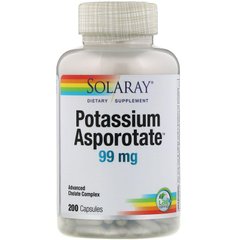 Калій, Potassium Asporotate, Solaray, 200 капсул (SOR-04661), фото
