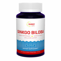Sunny Caps, Гінкго Білоба, 20 мг, 100 капсул (SUN-530814), фото
