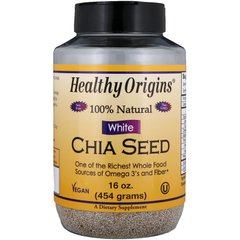 Білі насіння Чіа, White Chia Seed, Healthy Origins, 454 г, (HOG-65433), фото