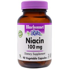 Ниaцин (В3) 100мг, Bluebonnet Nutrition, 90 гелевых капсул (BLB-00459), фото