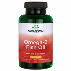 Омега-3, рыбий жир, Omega-3 Fish Oili, Swanson, лимонный вкус, 150 гелевых капсул (SWV-11253), фото