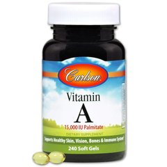 Витамин А, Carlson Labs, 15000 МЕ, 240 гелевых капсул (CAR-01102), фото