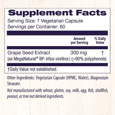 Healthy Origins, Экстракт виноградных косточек MegaNatural-BP, 300 мг, 60 растительных капсул (HOG-57914), фото