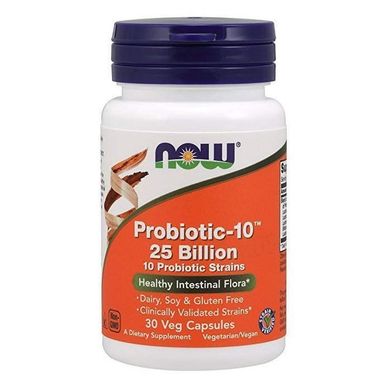 Пробіотик-10, Probiotic, Now Foods, 25 млрд КУО, 30 капсул (NOW-02937), фото