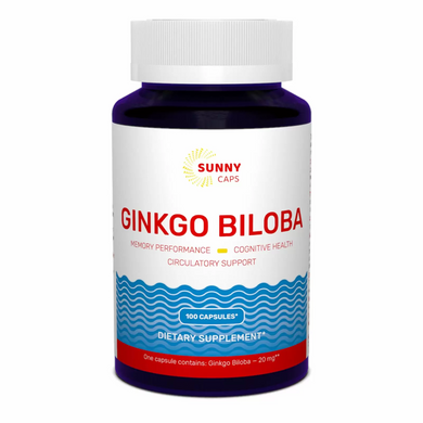 Sunny Caps, Гинкго Билоба, 20 мг, 100 капсул (SUN-530814), фото