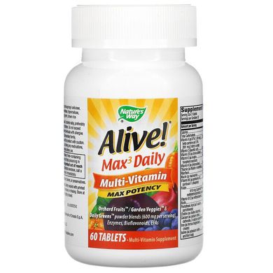 Nature's Way, Alive! Max3 Daily, мультивітаміни, 60 пігулок (NWY-14926), фото