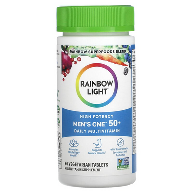 Rainbow Light, Для мужчин старше 50 лет, мультивитамины для ежедневного приема, высокая эффективность, 60 вегетарианских таблеток (RLT-20403), фото