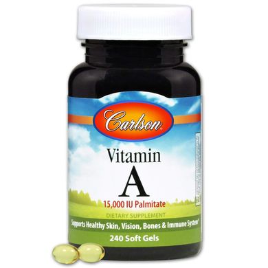 Вітамін А, Carlson Labs, 15000 МО, 240 гелевих капсул (CAR-01102), фото