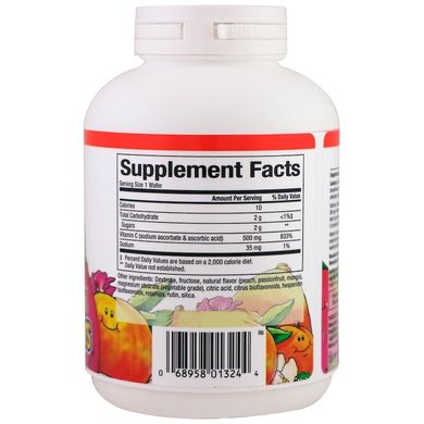 Витамин C, со вкусом персика, маракуйи и манго, Vitamin C, Natural Factors, 500 мг, 90 таблеток (NFS-01324), фото
