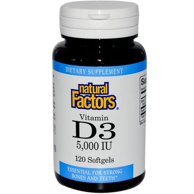 Вітамін Д3, Natural Factors, 500 МО, 120 капсул (NFS-01056), фото