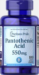 Пантотеновая кислота, Pantothenic Acid, Puritan's Pride, 550 мг, 60 капсул (PTP-16060), фото