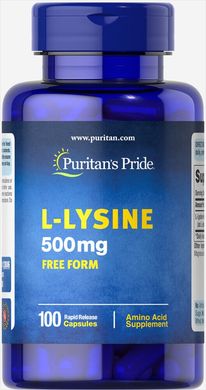 Лизин, L-Lysine, Puritan's Pride, 500 mg, 100 капсул (PTP-12806), фото