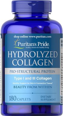 Колаген, Hydrolyzed Collagen, Puritan's Pride, 1000 мг, 180 капсул (PTP-14596), фото
