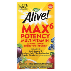 Nature's Way, Alive! Max6 Potency, мультивітаміни підвищеної ефективності, без додавання заліза, 90 капсул (NWY-15092), фото
