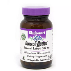 Екстракт брокколі 500 мг, Broccoli Active, Bluebonnet Nutrition, 60 вегетаріанських капсул (BLB-01260), фото