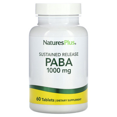 NaturesPlus, ПАБК із уповільненим вивільненням, 1000 мг, 60 таблеток (NAP-02100), фото