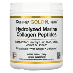 California Gold Nutrition, гидролизованные пептиды морского коллагена, без добавок, 200 г (CGN-01863), фото