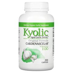 Kyolic, Aged Garlic Extract, витриманий часниковий екстракт, для серцево-судинної системи, оригінальний склад, 200 капсул (WAK-10042), фото