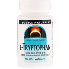 L-триптофан коферментной (L-Tryptophan with Coenzyme B-6), Source Naturals, 60 таб., (SNS-01987), фото