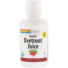 Буряковий сік, Beetroot Juice, Solaray, органік, рідина, 473 мл (SOR-91412), фото