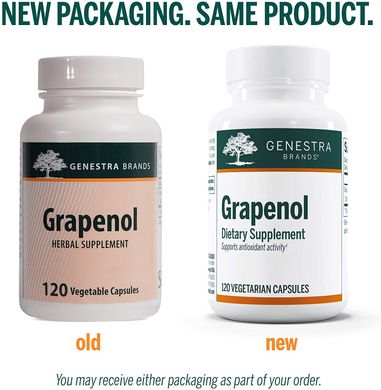 Антиоксидантна підтримка, Grapenol, Herbal Supplement, Genestra Brands, 120 вегетаріанських капсул (GEN-10170), фото