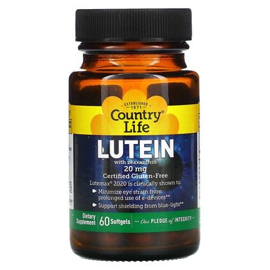 Country Life, Lutein with Zeaxanthin, 20 мг, 60 капсул (CLF-05605), фото