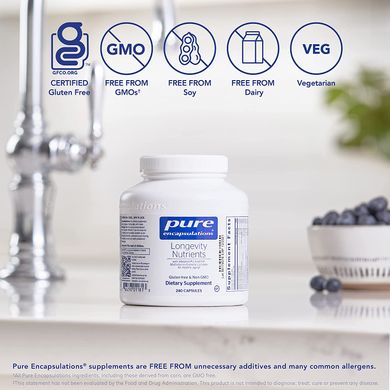 Pure Encapsulations, Живильні речовини для довгожительства, Longevity Nutrients, 240 капсул (PE-02344), фото