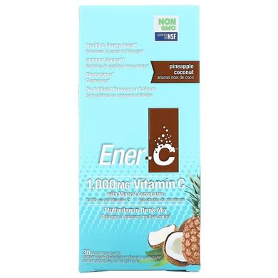 Ener-C, Вітамін C, суміш для приготування мультивітамінного напою зі смаком ананасу та кокосу, 1000 мг, 30 пакетиків (ENR-00105), фото